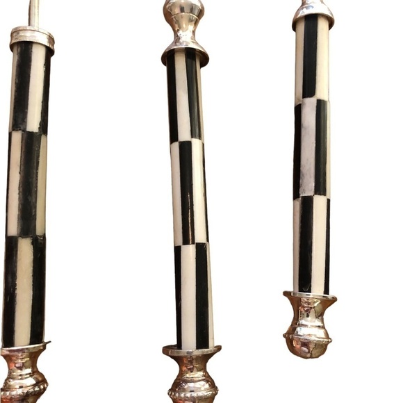 Vintage Bar 4PC Utensils Striped Marble Handles Black White Cocktail Mid Century - Picture 5 of 6